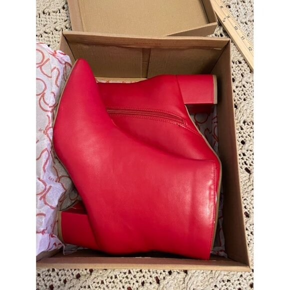Womens Sugar Red Smooth Wide Width Ankle Boots Size 9W With 2-Inch Block Heel‎ - Picture 14 of 16
